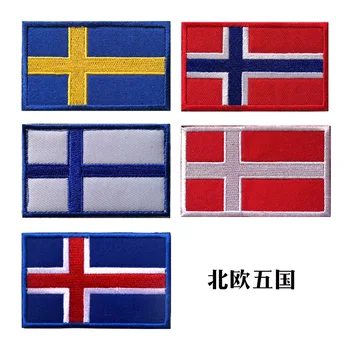 Šiaurės Šalyje Ženklelis Išsiuvinėti Hook&Loop Pleistrai Islandija Danija Emblemos Norvegija Suomija Švedija Raištį Medžiaga Vėliavos, Lipdukai