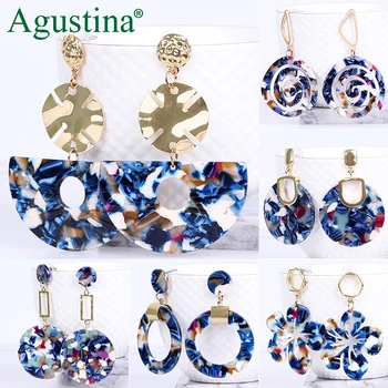 Agustina Akrilo auskarai bižuterijos mėlyna auskarai moterims, lašas auskarai geometrijos ilgi auskarai bohemijos earings prabanga boho