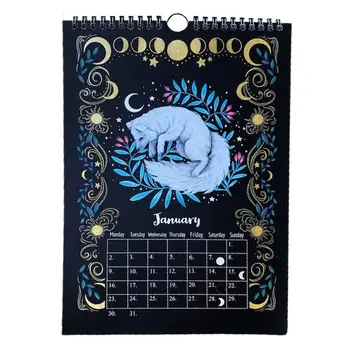 Mėnulio Kalendorius 2023 Tamsus Miškas Waterink Sienos Kabo Kalendorius Su 12 Originalių Iliustracijų Gėlių Magija Laukinių Kalendorius 12