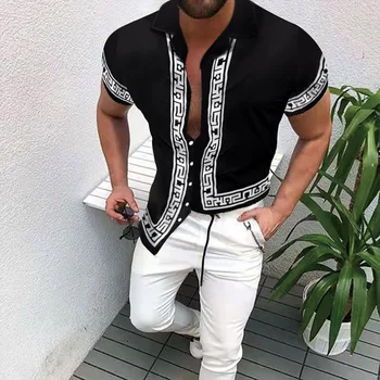 Vasaros vyriški Marškiniai Havajų Laisvalaikio Prekės Gatvės Spausdinti Drabužiai, vyriški Cardigan Premium Verslo trumpomis Rankovėmis Suknelė Marškiniai Vyrai